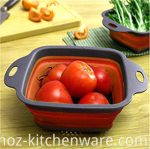 Kitchen Foldable Strainer Collapsible Colander Space-Saver HOZ Folding Silicone Strainers for Draining Pasta Vegetable Fruit